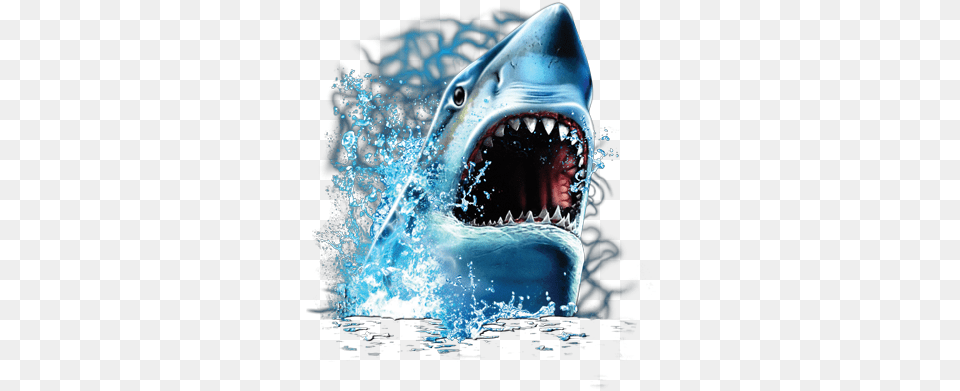 Shark Bite Cabochon Glass Black Chain Fashion Pendant, Animal, Sea Life, Fish Free Png Download
