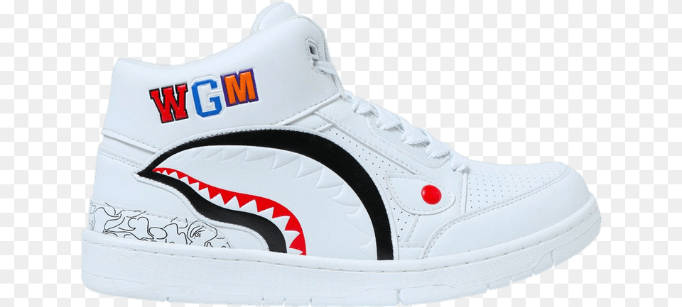 Shark Cloud Sta Bape Wht Goat Round Toe, Clothing, Footwear, Shoe, Sneaker Free Png