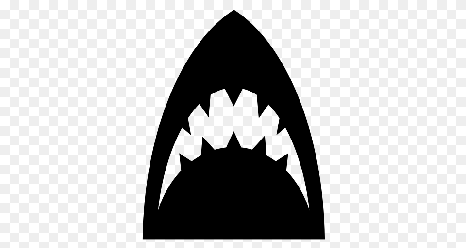 Shark Jaws Icon, Gray Free Png