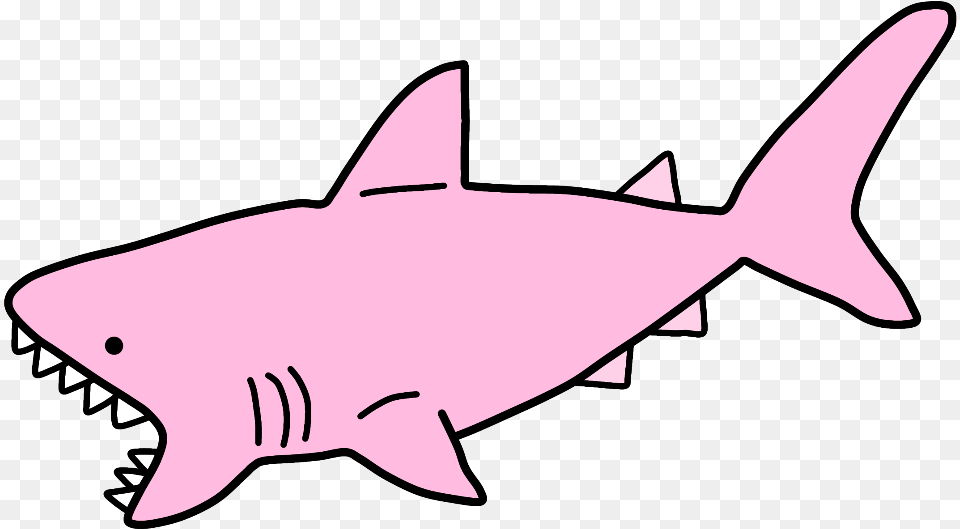 Shark Pink Pastel Light Cute Animal Water Teeth Cretoxyrhina, Fish, Sea Life, Great White Shark Png Image