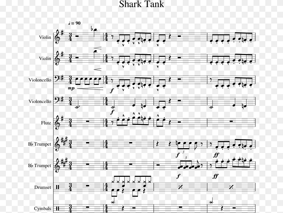 Shark Tank Entrance Music Sheet Music For Violin Flute Wallace And Gromit Theme Song Trumpet, Gray Free Transparent Png