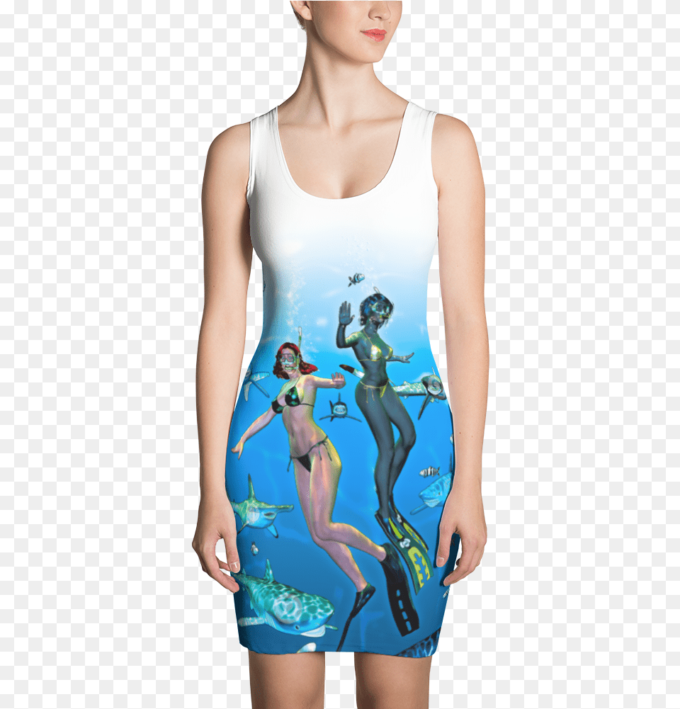 Shark Target39s Shark School Sublimation Cut Amp Sew Dress Dress, Clothing, Swimwear, Adult, Person Free Transparent Png