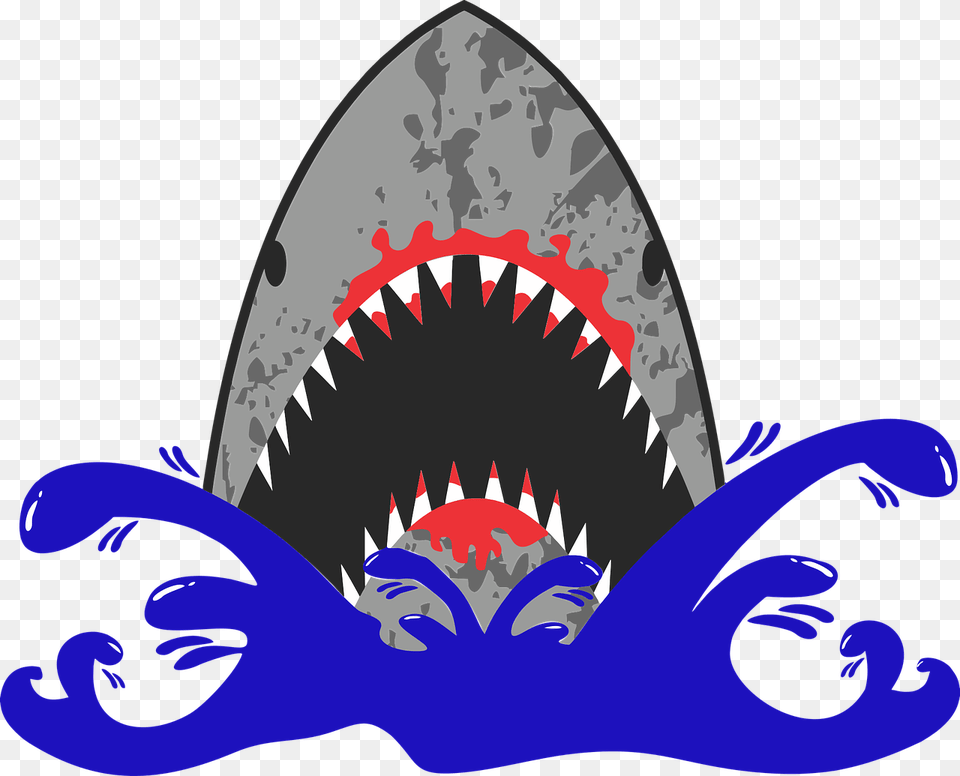 Shark Wave Beach Ocean Danger Attack Blood Hm C Mp Vector, Animal, Fish, Sea Life Free Png Download