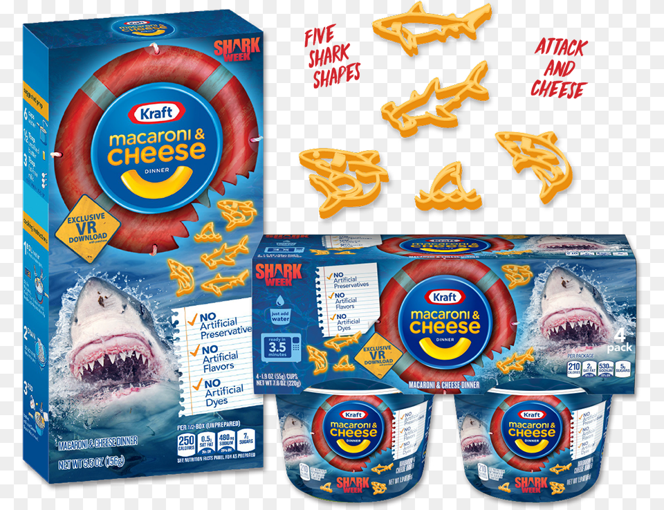 Shark Week Kraft Macaroni And Cheese Design Shark Mac And Cheese, Animal, Fish, Sea Life, Can Png Image