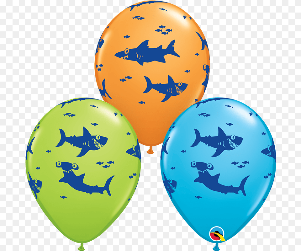 Sharks Latex Lgreen Orange Re Blue 50 Per Bag Shark, Balloon, Animal, Fish, Sea Life Free Png Download