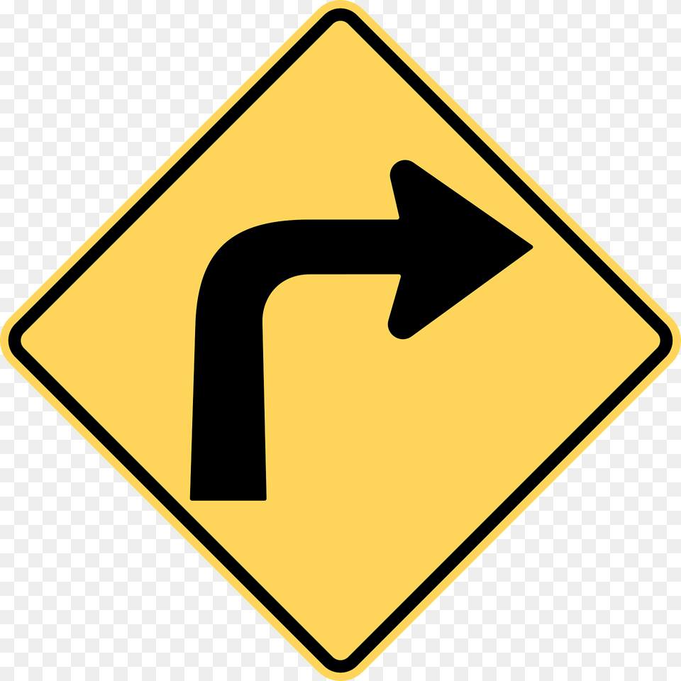 Sharp Curve Ahead Sign In British Columbia Clipart, Symbol, Road Sign Free Png Download