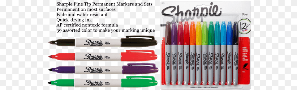 Sharpie Fine Tip Permanent Markers And Sets Permanent Sharpie Fine Point Pack, Pen, Mortar Shell, Weapon, Marker Png