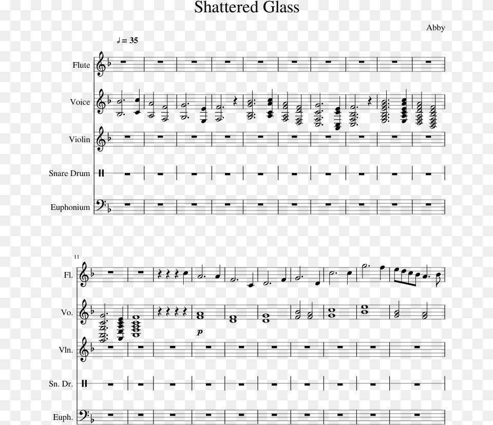 Shattered Glass Sheet Music Composed By Abby 1 Of 7 Sheet Music, Gray Png