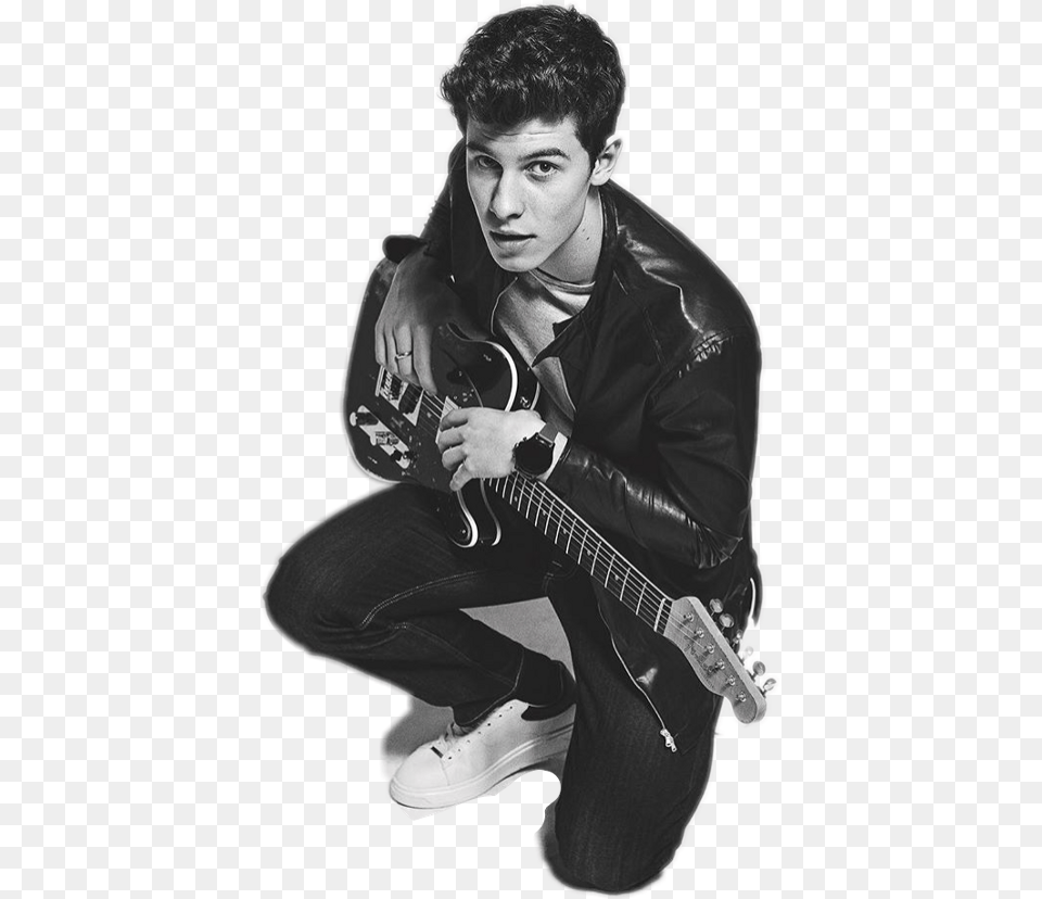 Shawn Mendes Pic Black And White, Musical Instrument, Guitar, Adult, Person Free Transparent Png