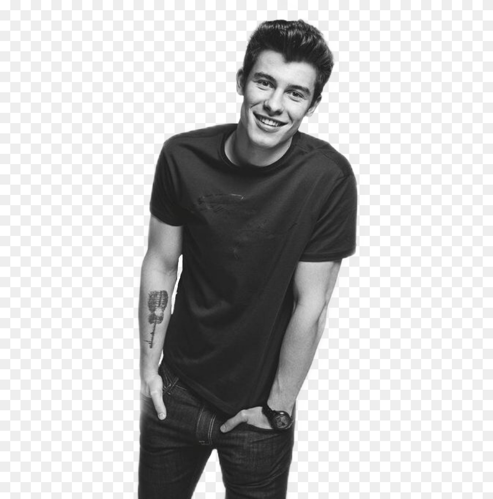 Shawn Mendes Shawn Mendes Black And White, Tattoo, Photography, Portrait, Skin Free Png Download