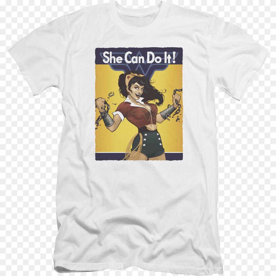 She Can Do It Wonder Woman T Shirt Wonder Woman Rosie The Riveter Costume, Clothing, T-shirt, Adult, Female Free Png Download