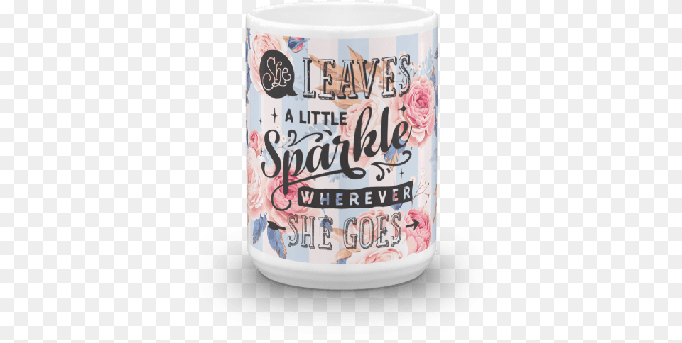 She Leaves Sparkles Blue And Pink Floral Valentine Coffee Cup, Beverage, Coffee Cup Free Png