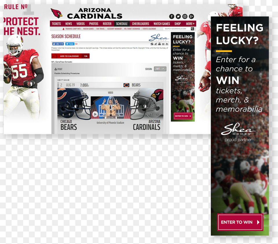 Shea Homes Arizona Arizona Cardinals Display Ad Design, File, Helmet, Adult, Person Free Png Download
