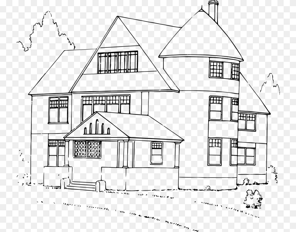 Shedestatehouse Big House Clipart Black And White, Gray Free Png Download