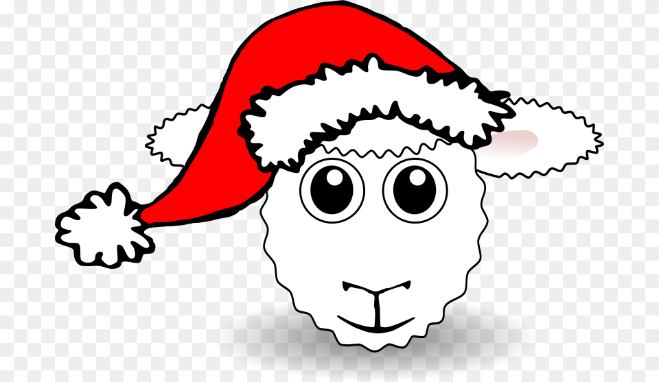 Sheep 01 Face Cartoon With Santa Hat, Baby, Person, Head, Livestock Png