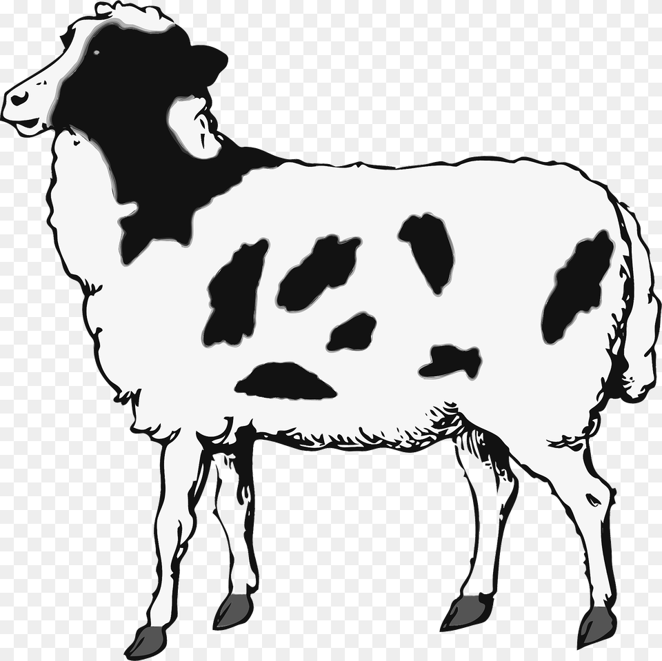 Sheep Black And White Clipart, Livestock, Animal, Mammal, Wildlife Free Transparent Png