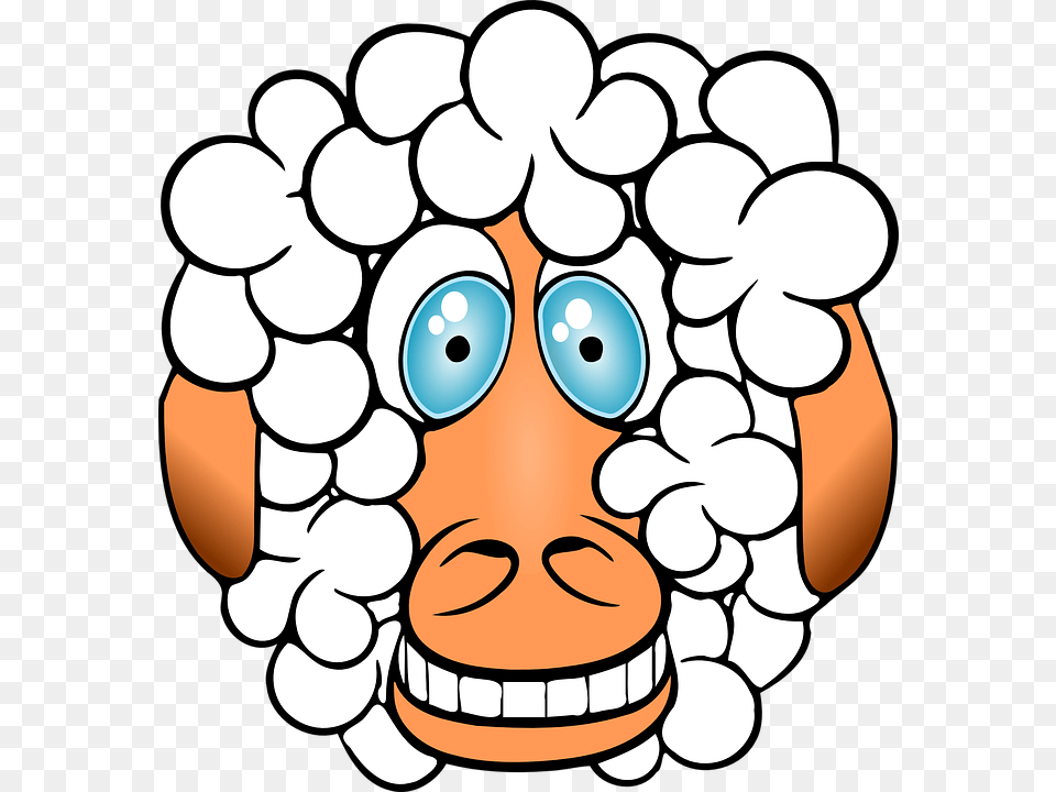 Sheep Crazy Grinning Funny Comical Cartoon Animal Cartoon Picture Of Crazy Animals, Face, Head, Person, Photography Free Png