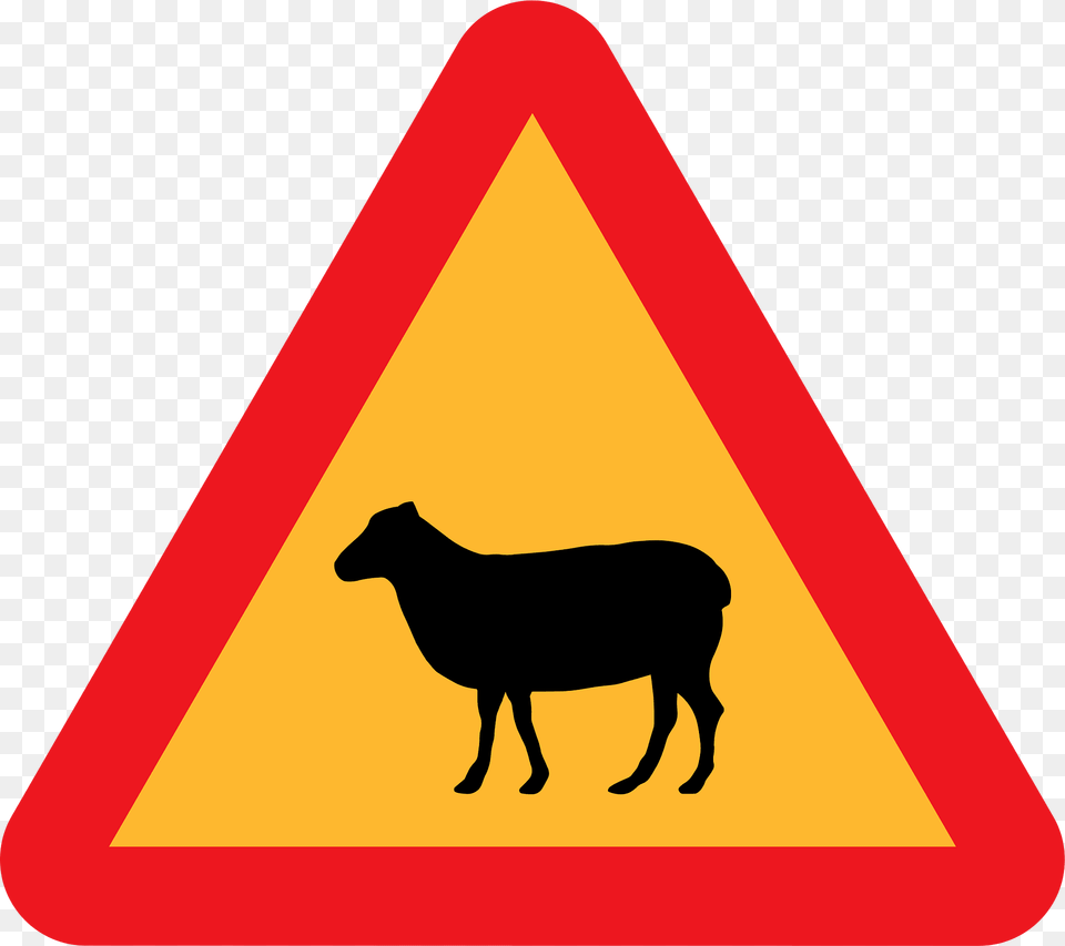 Sheep Crossing Clipart, Sign, Symbol, Road Sign, Animal Free Png
