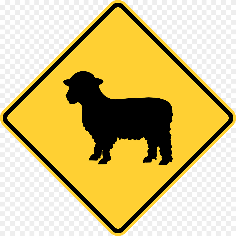 Sheep Crossing Clipart, Sign, Symbol, Road Sign, Animal Png