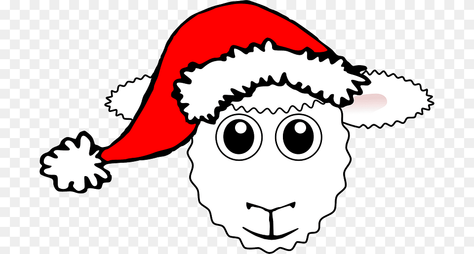 Sheep Face With Santa Hat Clipart Christmas Sheep Clipart, Clothing, Baby, Person, Head Png Image
