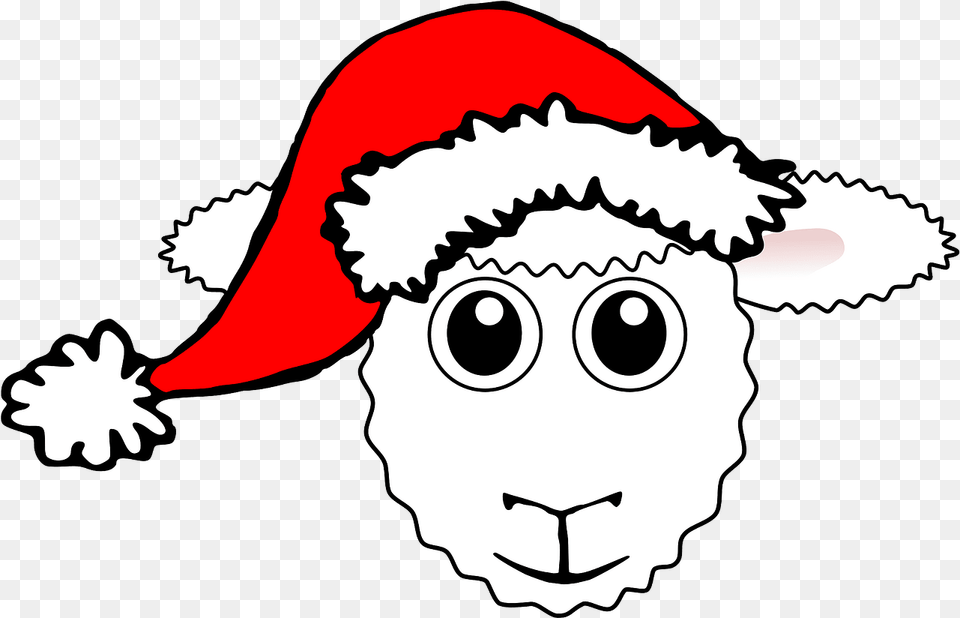 Sheep Face With Santa Hat Clipart Creazilla Does A Sheep Say Merry Christmas, Baby, Person, Head, Clothing Free Png Download