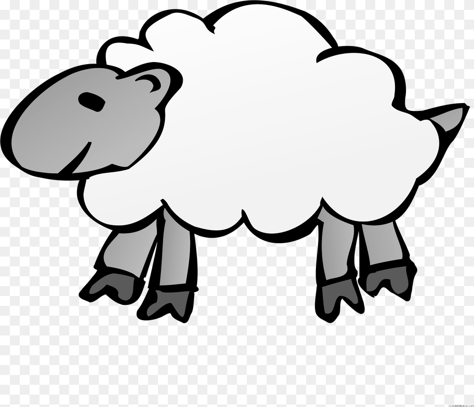 Sheep High Quality Animal Black White Clipart Sheep Cartoon No Background, Stencil, Kangaroo, Mammal, Livestock Free Transparent Png