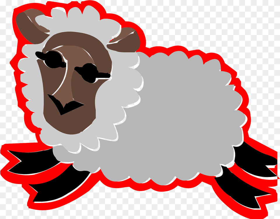 Sheep Icon With A Red Outline Clipart Language, Livestock, Baby, Person, Face Png
