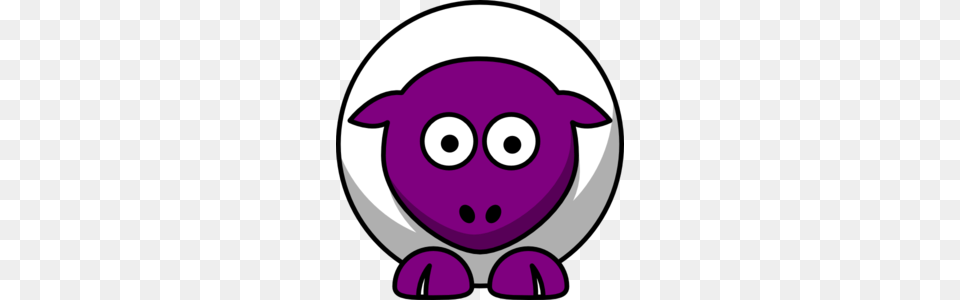 Sheep Looking Straight White With Purple Face And White Nails Clip Free Png
