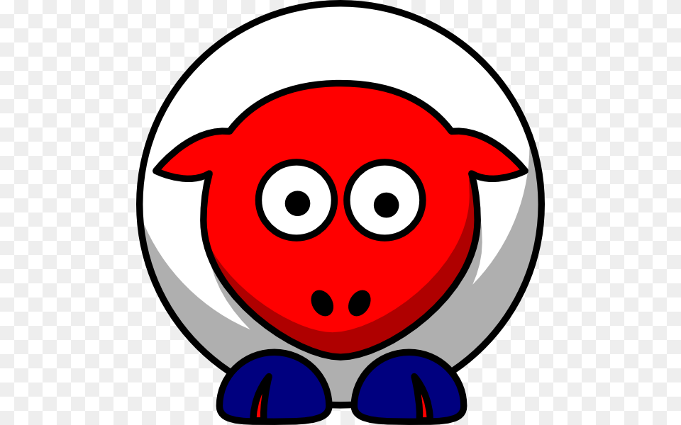 Sheep Looking Straight White With Red Face And Red Nails, Plush, Toy Png Image