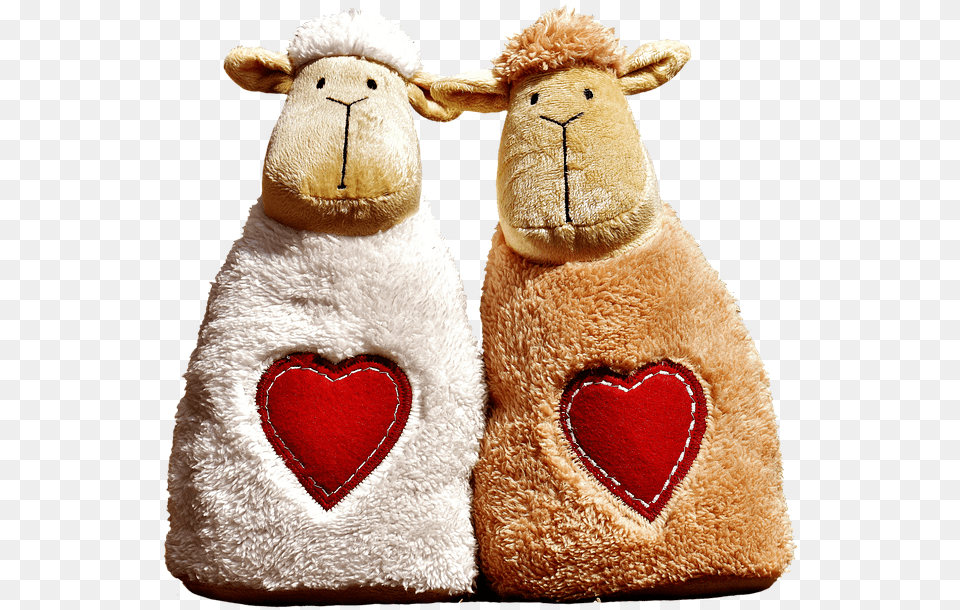 Sheep Love Heart Valentine S Day Cute Together Sheep Love Heart, Toy, Plush Png Image