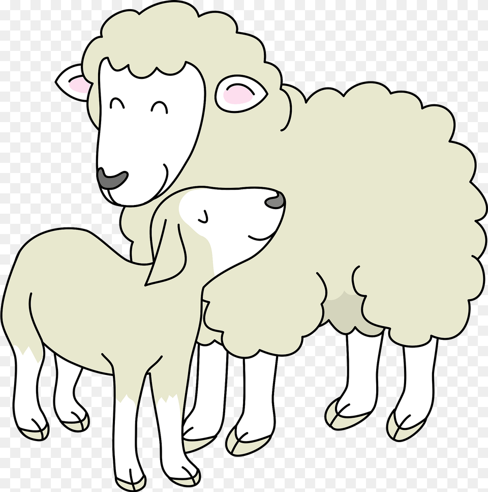 Sheep Mother And Baby Clipart, Livestock, Face, Head, Person Png