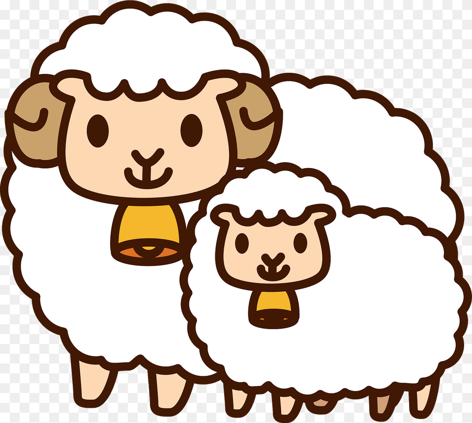 Sheep Mother And Baby Clipart, Cream, Dessert, Food, Ice Cream Png Image