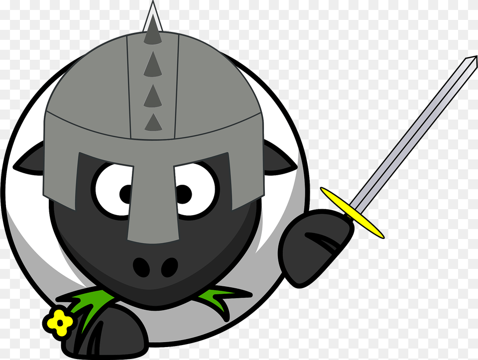 Sheep Warrior Clipart, Sword, Weapon, Helmet, Device Png Image