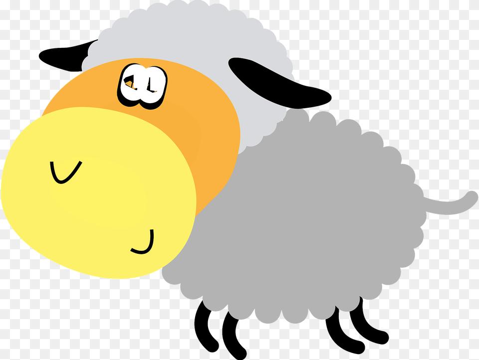 Sheep With An Orange And Yellow Face Clipart, Livestock, Animal, Mammal Png