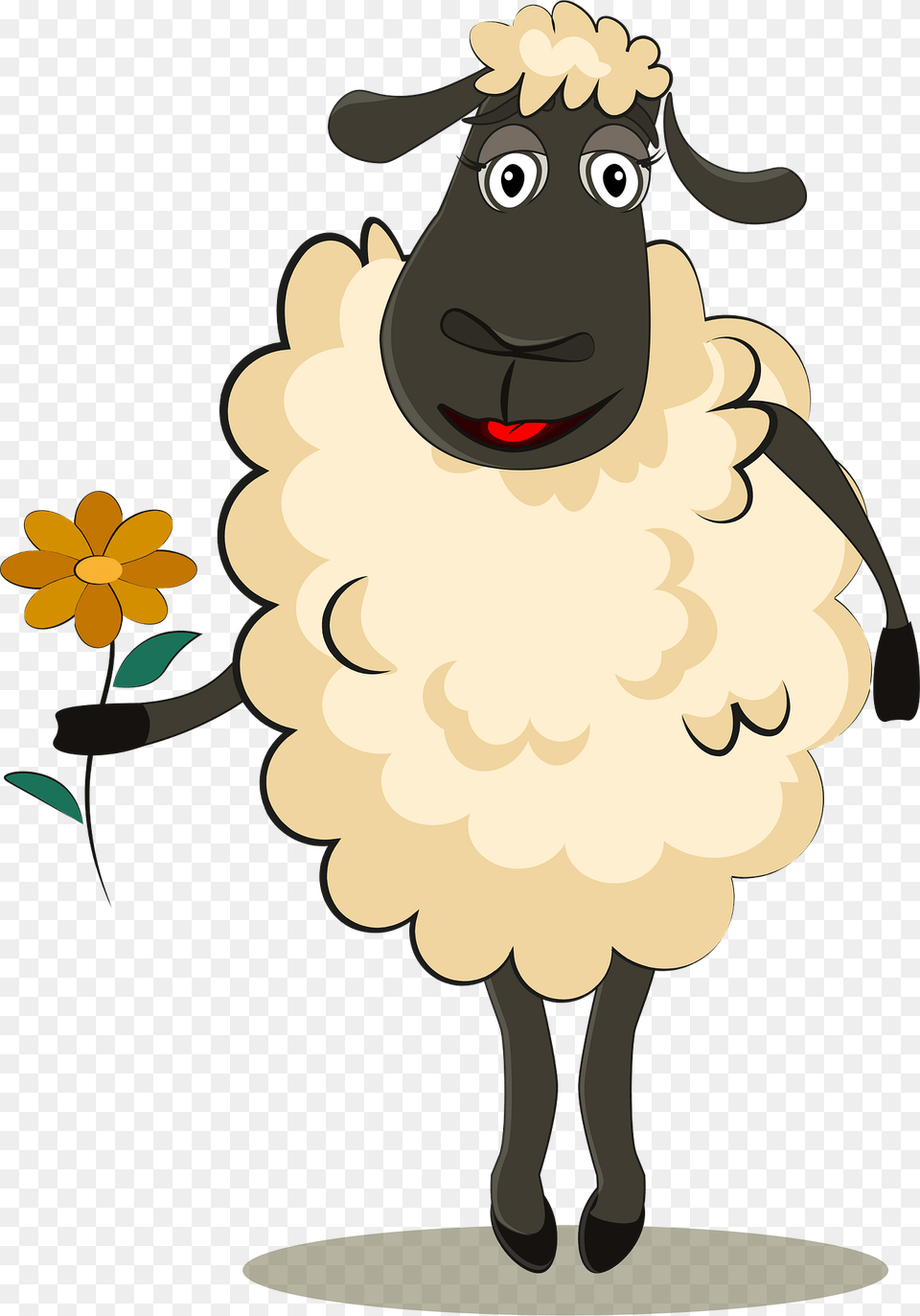 Sheep With Flower Clipart, Livestock, Person, Animal, Mammal Png