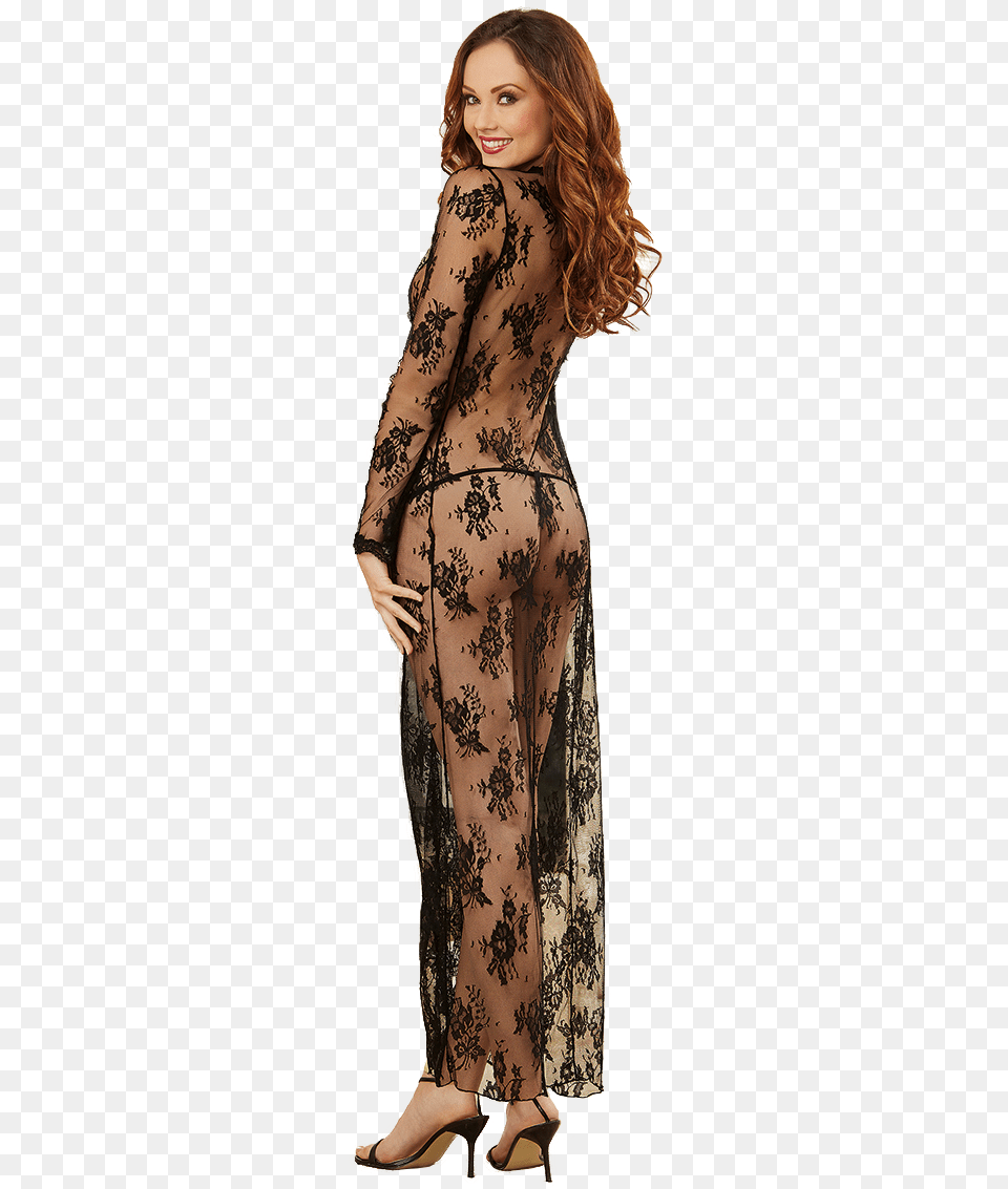 Sheer Gown Nightgown, Adult, Sleeve, Person, Long Sleeve Png