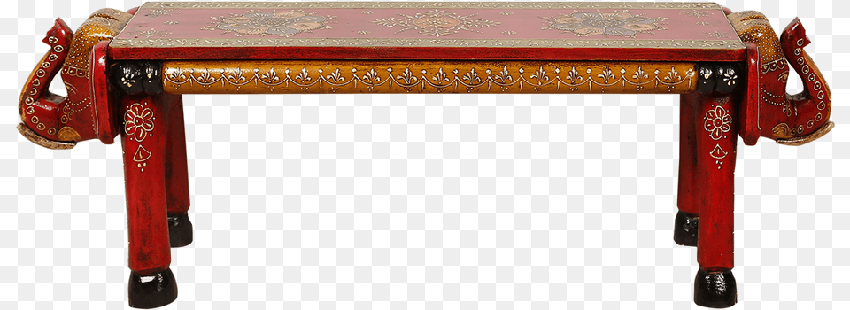 Sheesham Wooden Bench Elephant Painted Table, Furniture, Desk Free Png