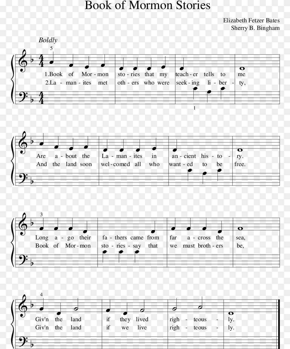 Sheet Music Picture Book Of Mormon Stories Easy Piano, Gray Free Transparent Png