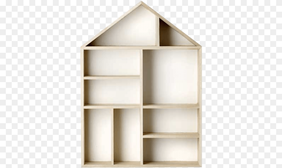 Shelf In Natural Wood Bloomingville Shadow Box House Shape, Plywood, Furniture, Bookcase, Mailbox Png Image