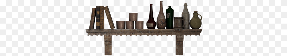 Shelf Wall Shelf Wooden Shelf Bottles Jugs Bookshelf Background, Alcohol, Beverage, Bottle Free Png