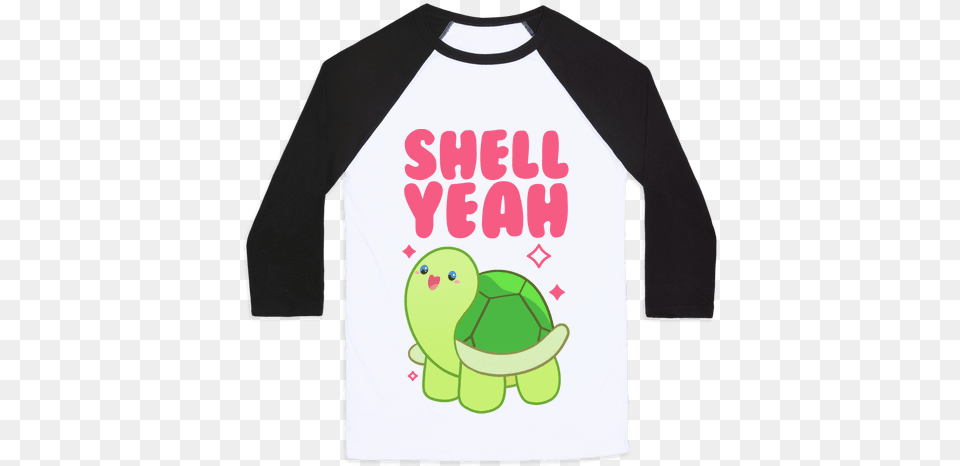 Shell Yeah Cute Turtle Baseball Tee T Shirt Porco Rosso, Clothing, Long Sleeve, Sleeve, T-shirt Free Transparent Png