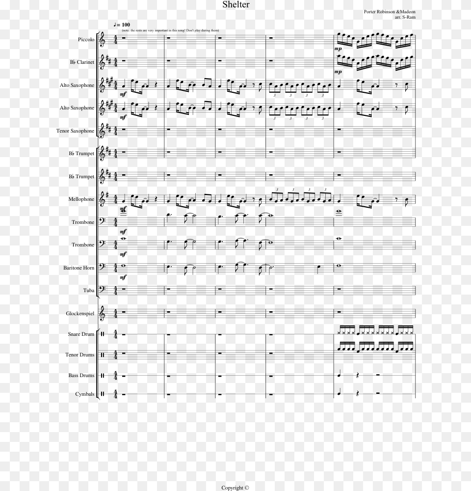 Shelter Porter Robinson Clarinet Sheet Music, Gray Free Png Download