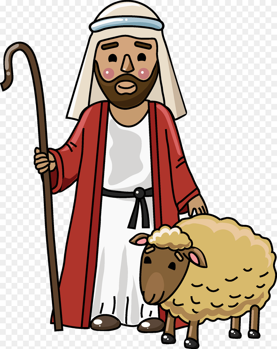 Shepherd With A Sheep Clipart, Person, Baby, Face, Head Free Png