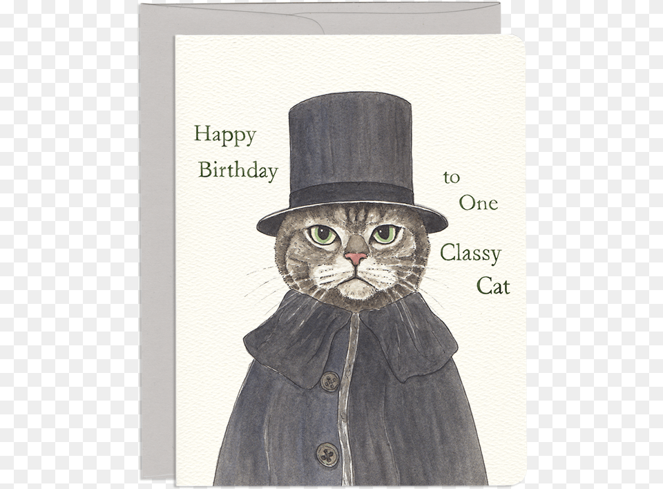Shercat Holmes Cat In A Hat Birthday Greeting Card Cat Birthday Card, Art, Person, Drawing, Photography Png Image