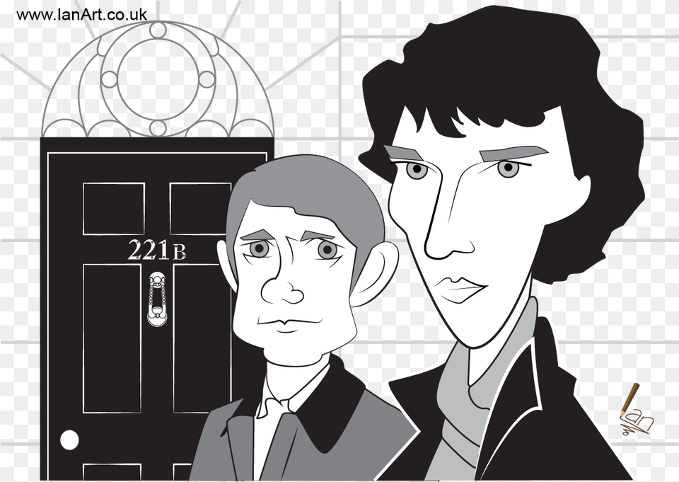 Sherlock Holmes And Watson Caricature Benedict Cumberbatch Cartoon, Publication, Book, Comics, Adult Png