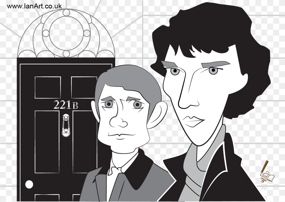 Sherlock Holmes And Watson Caricature Caricature Of Martin Freeman, Publication, Book, Comics, Adult Free Transparent Png