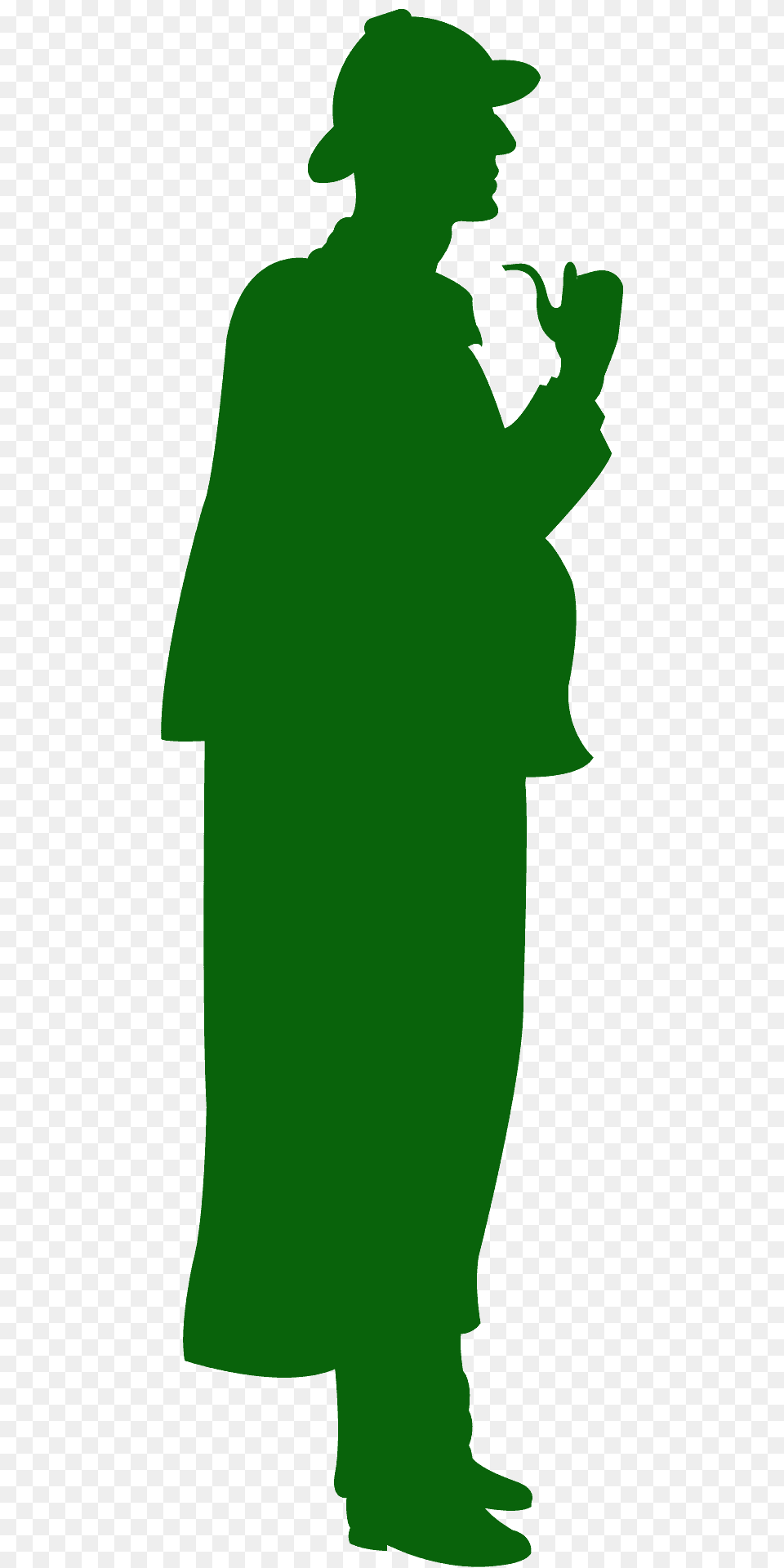 Sherlock Holmes Silhouette, Green, Adult, Male, Man Free Png Download