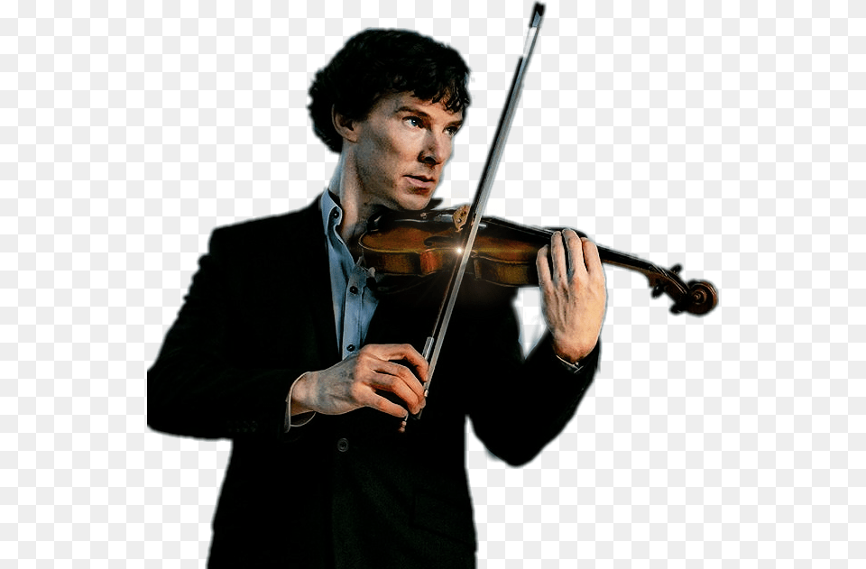 Sherlock Violin Benedictcumberbatch Sherlock Holmes With Violin Transparent, Musical Instrument, Adult, Male, Man Free Png Download