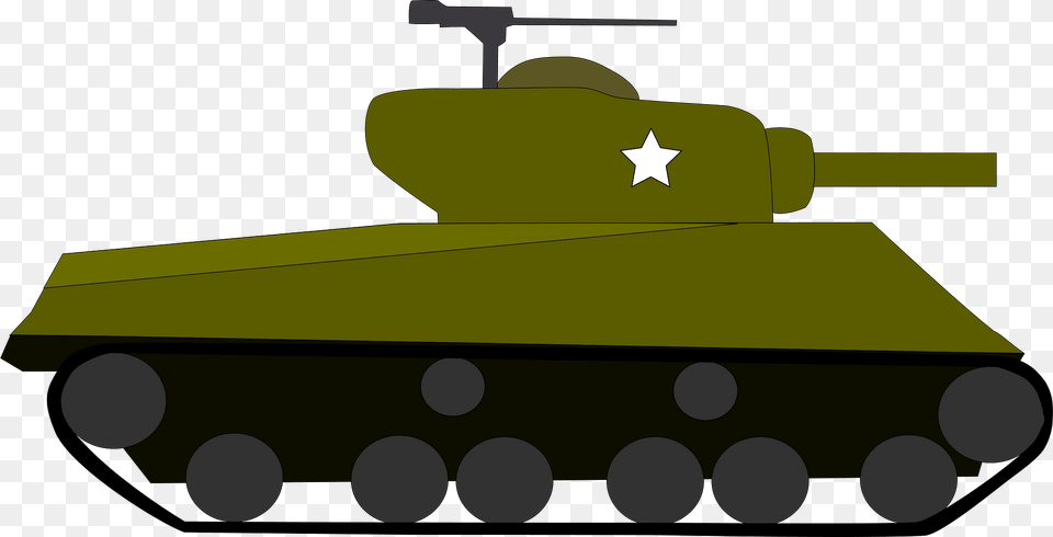Sherman Tank Clipart, Armored, Military, Transportation, Vehicle Png Image