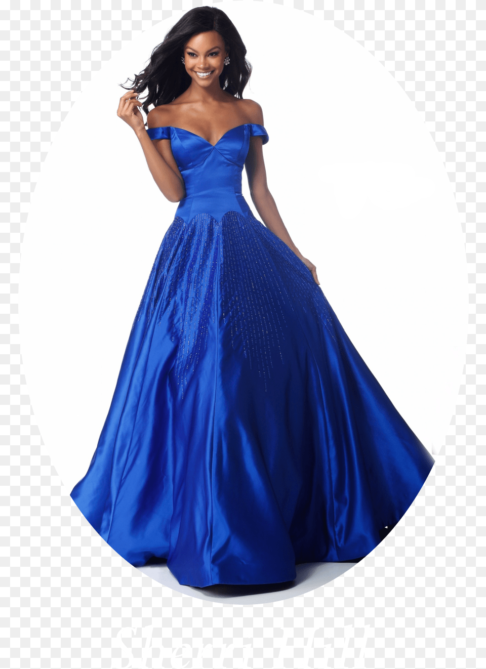 Sherri Hill Blue Off The Shoulder Prom Dress Royal Blue Sherri Hill Prom Dresses, Adult, Person, Gown, Formal Wear Free Png Download